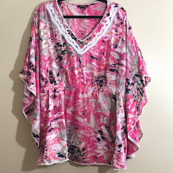 Style & Co Sz 3X Batwing V-Neck Pink Top: 2043 - Picture 1 of 7